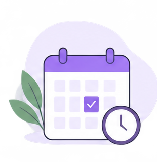 Illustration of a calendar and clock for booking a session