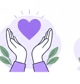 Illustration of two hands holding a heart